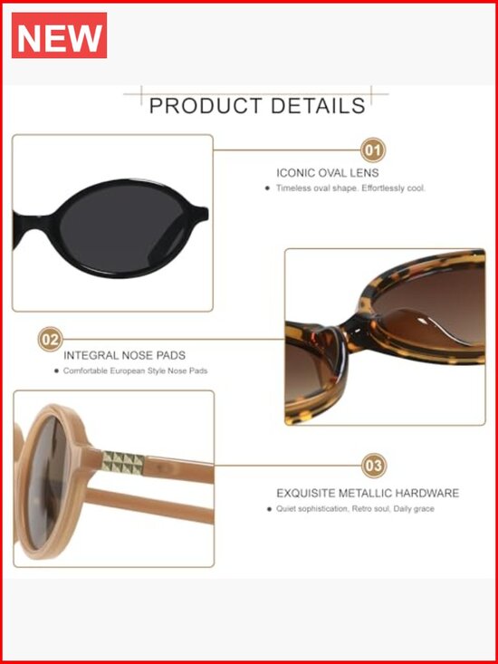 Retro Oval Sunglasses Womens Trendy Y2K Vintage 90s Fashion Sun Glasses